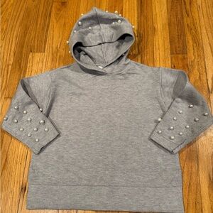 Zara Gray Kids Hoodie with Pearl Details